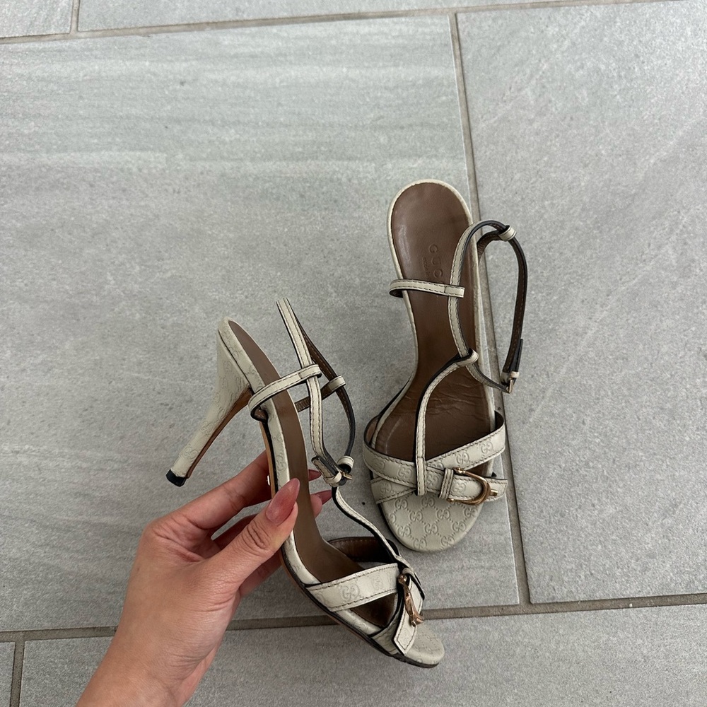Vintage Gucci  Ivory Strappy High Heel Sandals